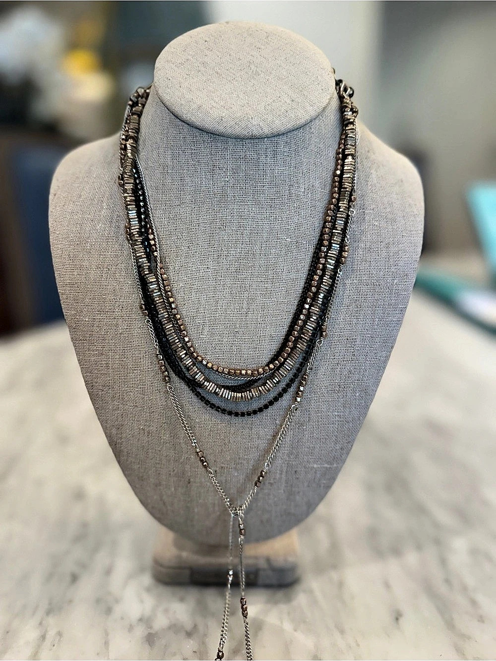 Stella & Dot Logan Layered Lariat Necklace. Original box included